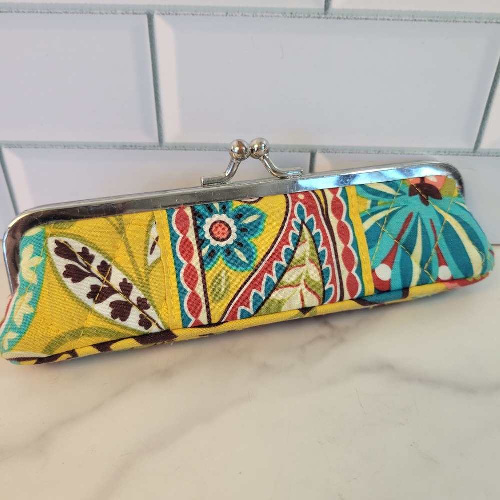 Vera Bradley KissLock Slim Case Floral Pattern Makeup Eyeglass Coin Pencil Pouch